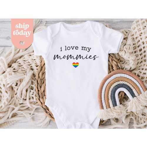I Love My Mommies Onesie® , Gay Pride Bodysuit , Lesbian Baby Gift , LGBT Baby Clothes , Mothers Day Gift , (ON-PRI66)