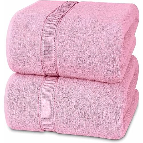 Utopia Towels - Luxurious Jumbo Bath Sheet 2 Piece - 600 GSM (35X70 Inches) 100% Ring Spun Cotton - Highly Absorbent and Quick Dry Extra Large Bath Towel - Super Soft Hotel Quality Towel (Pink)
