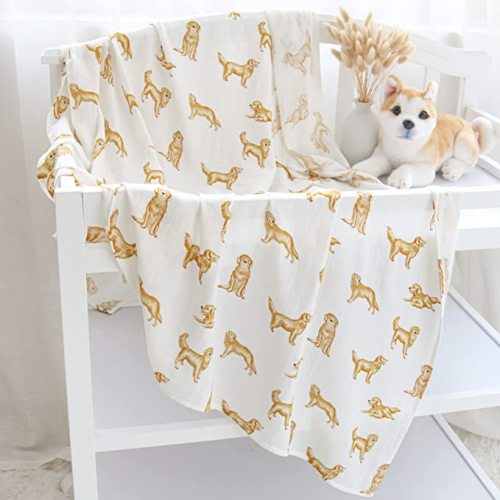 LifeTree Baby Swaddle Blankets Dog, 70% Viscose from Bamboo and 30% Cotton Muslin Swaddle Blankets Boys Girls Swaddling Blanket Neutral for Newborn, Soft Large 47" x 47", Golden Retriever Dog - 5.golden Retriever
