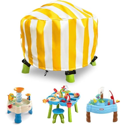 Water Table Cover Spiralin' Seas Waterpark Play Outdoor Sand Water Table Cover 34X34X18 inch-Yellow