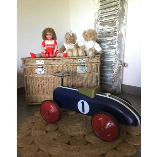 Vintage Vilac Metal Ride-On Car: Blue & Red Little Pilot Toy