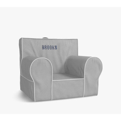Gray with White Piping Anywhere Chair® | Kids Armchair | Pottery Barn Kids