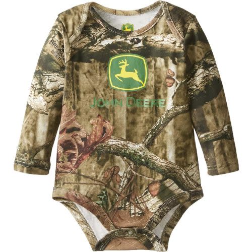 John Deere Baby Boys' Newborn Long Sleeve Trademark Bodyshirt Mossy Oak