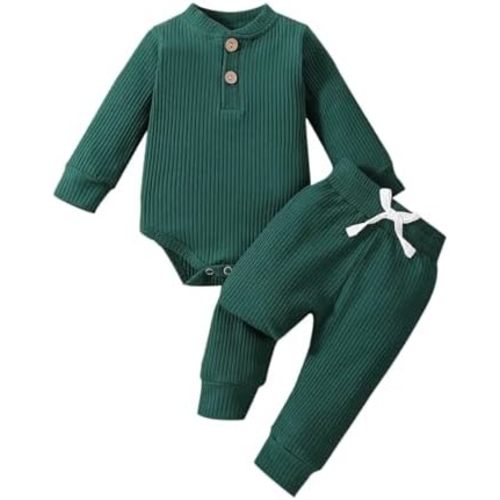 Newborn Baby Boy Clothes Infant Long Sleeve Romper and Pants Set Knitted Cotton Fall Winter Outfits