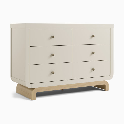 Storkcraft Santorini 6 Drawer Dresser - Frosted Oat With Driftwood