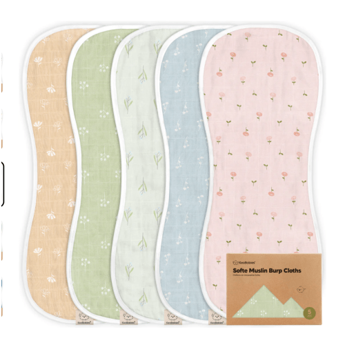 Muslin Baby Burp Cloths (Design: Wild Bloom)