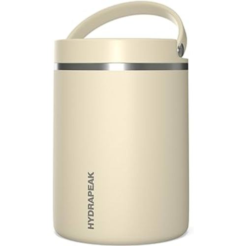 Hydrapeak 32oz Stainless Steel Vacuum Insulated Thermos Food Jar | Kids Thermos for Hot Food and Cold Food, Wide Mouth Leak-Proof Soup Thermos for Adults, 10 Hours Hot and 16 Hours Cold (Modern Cream)