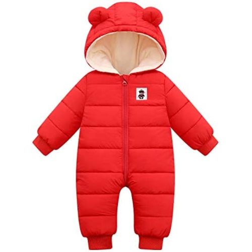 Happy Cherry Baby Snowsuit Winter Coat Warm Hoodie Romper Puffer Jacket
