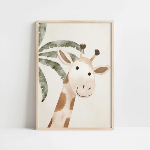 Giraffe Nursery Print | Boho Jungle Animal Kids Room Decor
