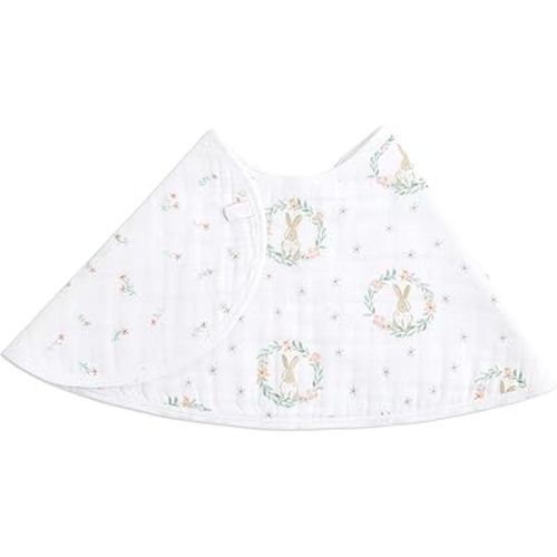 aden + anais Essentials Burpy Bib, 100% Cotton Muslin, Soft Absorbent 4 Layers, Multi-Use Burp Cloth and Bib, 22.5" X 11", Single, Blushing Bunnies