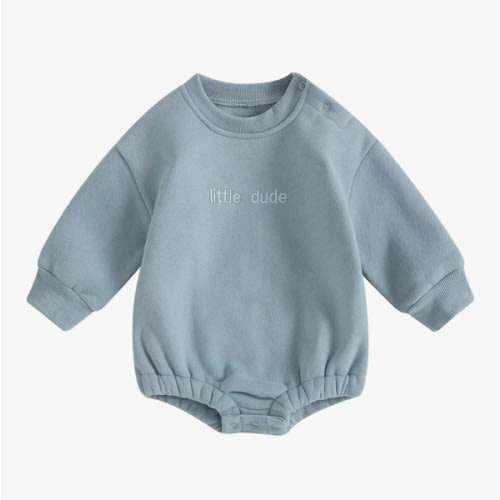 VISGOGO Newborn Infant Baby Boy Girls Oversized Romper Little Dude Sweater Onesie Coming Home Outfit Neutral Clothes