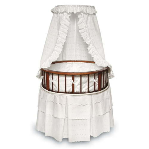 Badger Basket Elegance Round Baby Bassinet with Canopy - Cherry/White