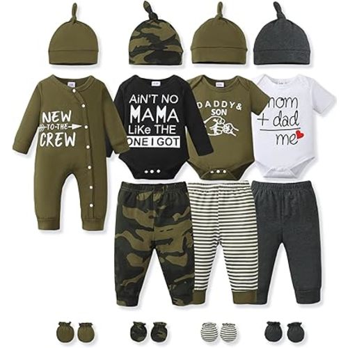NZRVAWS Preemie Newborn Baby Boy Clothes Infant Clothing Romper Pant Outfits Set Layette Essentials 19 Pieces 0 3 6 12 Months