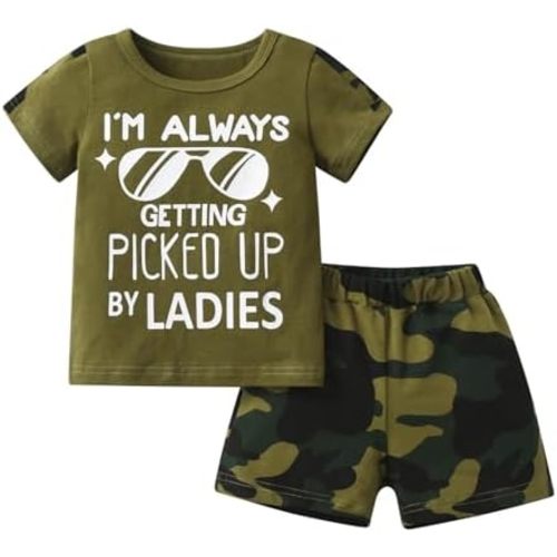 Baby Boy Clothes Summer Short Sleeve Letter T-Shirt Tops Shorts Infant 2PCS Outfits Set