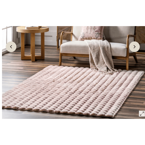 Ivana Checkered Plush Cloud Washable Rug | Blush