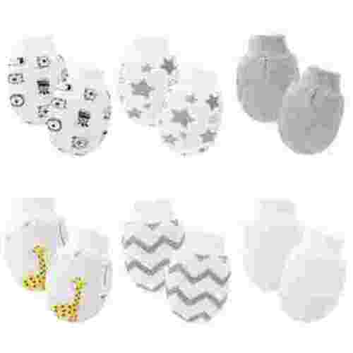 ZACPNCV 6 Pairs Baby Mittens Newborn No Scratch Mittens Newborn Cotton Wrist Gloves Infant Toddler Mittens for Baby Boys Girls Gray 0-12 Months