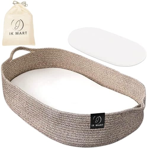 Baby Changing Basket for Baby Dresser, Moses Basket for Babies, Cotton Rope Changing Basket, Unisex Changing Basket Baby, Foam Diaper Changing Pad for Dresser Baby Bassinet (Standard Package)