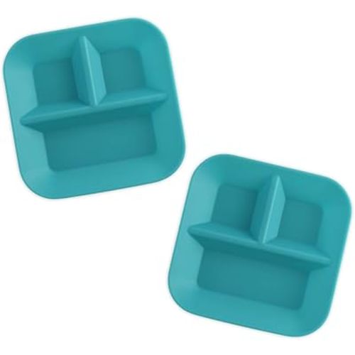 | 100% Silicone Plates for Babies & Kids | MADE IN THE USA | BPA, BPS, Lead, Cadmium, PVC, & Phthalate Free | Children's Divided Placemat Set | Teal, 2 Pack