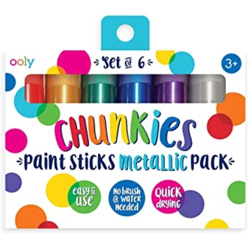 Ooly, Chunkies, Paint Sticks, Quick Drying, Set of 6 - Metallic Set, Twistable Paint Stick Crayon Set for Kids and Adults, Great for Any Project Including Posters, Cards, Scrapbooking, and Journaling
