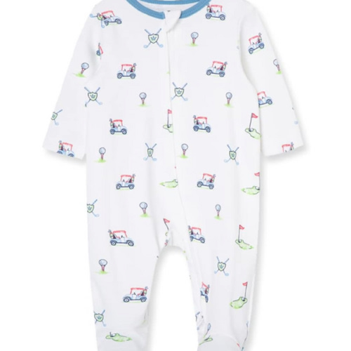 Little Me Baby Boy Clothes 2-Piece Baby Sleeper and Cap Set, 100% Cotton Footies Baby Essentials, Preemie to 9 months
