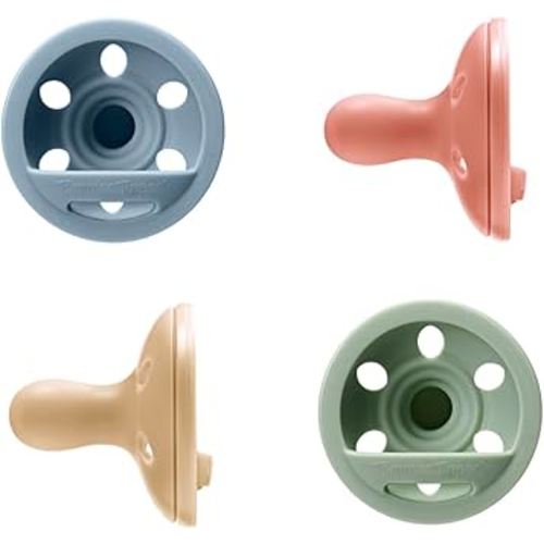 Tommee Tippee Breast-Like Pacifier, Lightweight, One-Piece Silicone Design, Symmetrical Nipple, 6-18m, 4 Pack