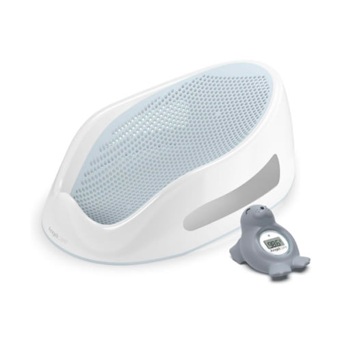 Angelcare Baby Aqua Soft Touch Bath Support & Thermometer Bundle | Newborn Baby Bathtub 0-6 Months | Baby Registry Must-Have | Newborn Essentials for Safe & Comfortable Bath Time