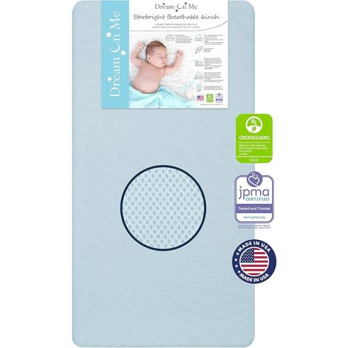 Dream On Me Starbright Breathable Fiber Crib and Toddler Mattress, Greenguard Gold Certified, Blue Mist