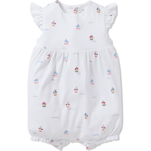 Sailboat Print Pima Cotton Romper, 6-12M