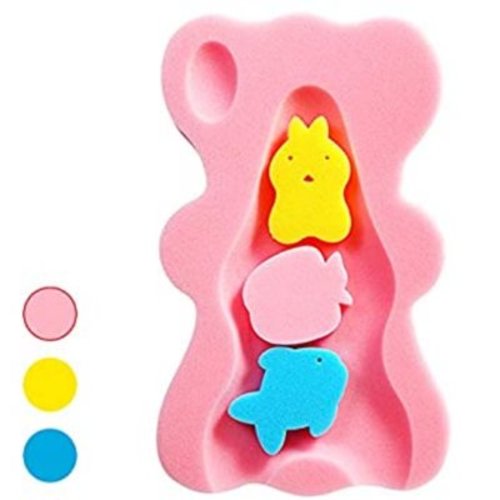 Dosaele Infant Bath Sponge for Age 1-3Y Comfortable Baby Bath Mat Non-Slip Newborn Bath Pillow (Blue)