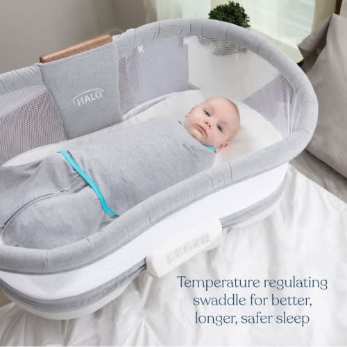 Gray Temperature Regulating Baby Swaddle - Newborn Heather Gray/Aqua