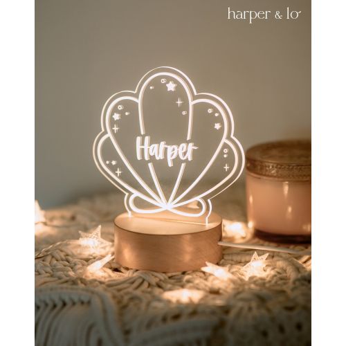 Personalized Acrylic Night Light | Seashell LED Light | Under the Sea, Mermaid, Kids Bedroom, Nursery Decor, Baby Shower Gift, Holiday Gift