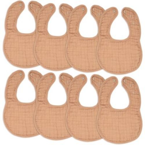 Muslin Cotton Baby Bibs, 8 Pack, Adjustable Size with Easy Snaps, Soft and Super Absorbent, Washable and Reusable By Comfy Cubs - Caramel