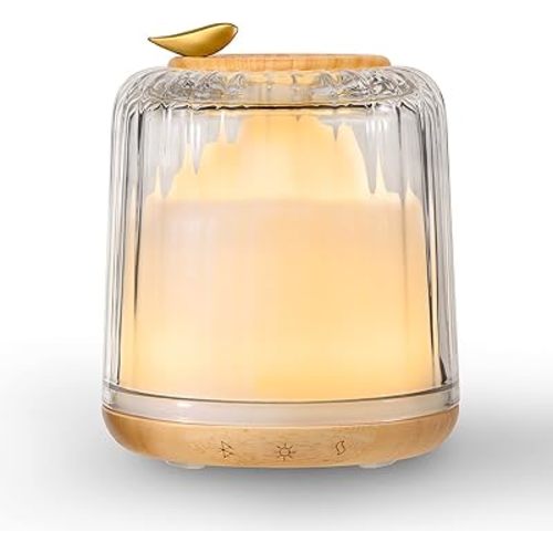 Essential Oil Diffusers, Glass and Real Wood Base Ultrasonic Aromatherapy Diffuser Aroma Defusers for Home Large Room 230ml with Bluetooth Speaker Music Player Colorful Led Light