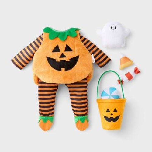 14" Baby Doll Halloween Pumpkin Outfit - Gigglescape™