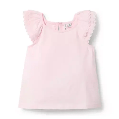 Girl Pale Pink Lace Trim Top by Janie and Jack