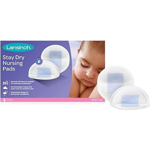 Lansinoh Stay Dry Disposable Nursing Pads, Soft and Super Absorbent Breast Pads, Breastfeeding Essentials for Moms, 100 Count