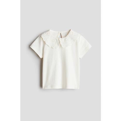 TOP WITH EYELET-EMBROIDERED COLLAR
