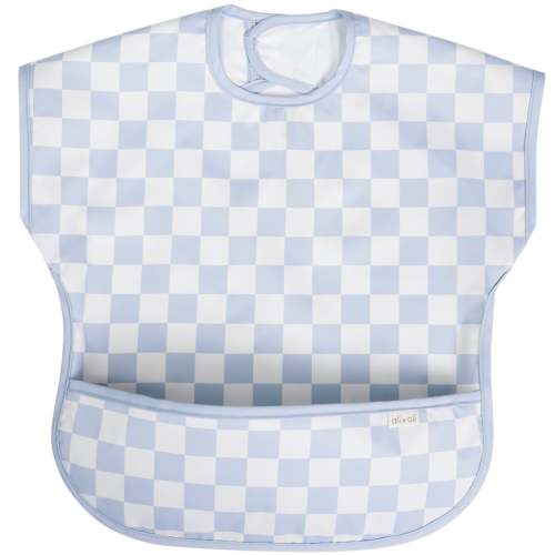 Ali+Oli | Short Sleeve Smock Bib for Baby & Toddler (Blue Checkers)