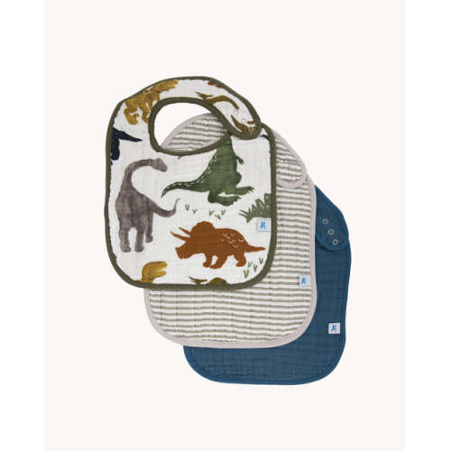 Cotton Muslin Classic Bib 3 Pack - Dino Friends 2 Set