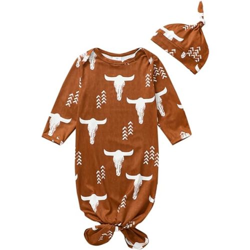 CIYCUIT Knotted Baby Gowns Newborn Coming Home from Hospital Outfit