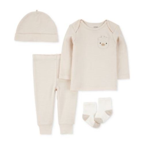 Baby Boys Striped Duck Top, Hat, Pants & Socks, 4 Piece Set