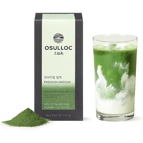 OSULLOC Premium Matcha Powder for lattes (Unsweetened), Premium Organic (USDA) Pure Leaf Green Tea from Jeju, 1.41 oz, 40g
