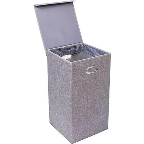 Laundry Hamper with Lid | Removable mesh bags | Single Compartment Clothes Hamper | Grey