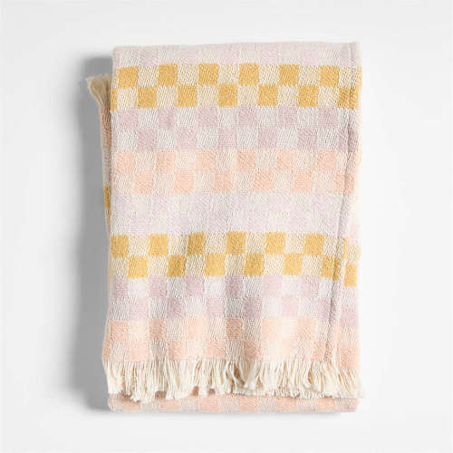 Multi Checker Warm Jacquard Woven Organic Cotton Baby Stroller Blanket