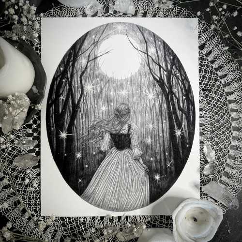 The Forest - Fine Art Print - Haunted Forest - Will o the Wisp - Victorian - Magical - Gothic - Illustration