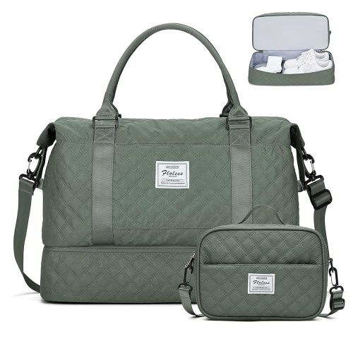 Weekender Bags for Women, Carry-On Personal Item Bag, Overnight Travel Duffel Bag with Shoes Compartment &Trolley Sleeve