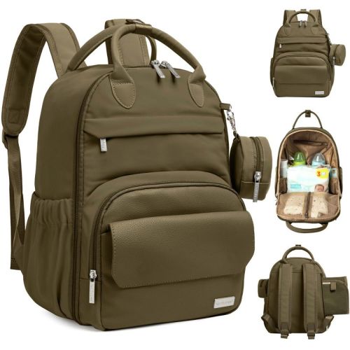 Keababies Diaper Bag Backpack Comes With Portable Changing Pad, Baby Bag For Mom, Baby Travel Essential (Olive green, Jumbo)