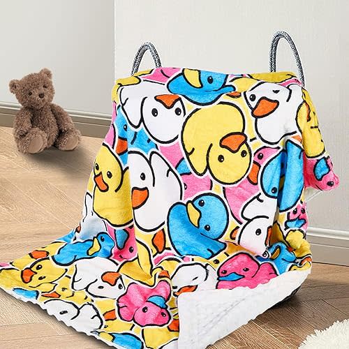 Duck Baby Blanket for Boys Girls Soft Fleece Minky Blanket with Dotted Backing Double Layer Newborn Toddler Blankie for Nursery Stroller Crib Gift to Son Nephew Grandson 26.5 * 40 Inches