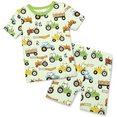 babee Reshinee Bamboo Viscose Toddler Car Pajamas Boys Girls Kids Cool Short Summer 12M-8Y Snug fit Pjs Set 2pcs