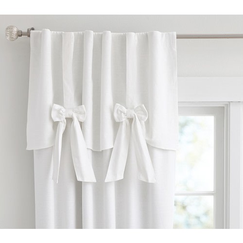 Evelyn Linen Blend Bow Valance Blackout Curtain